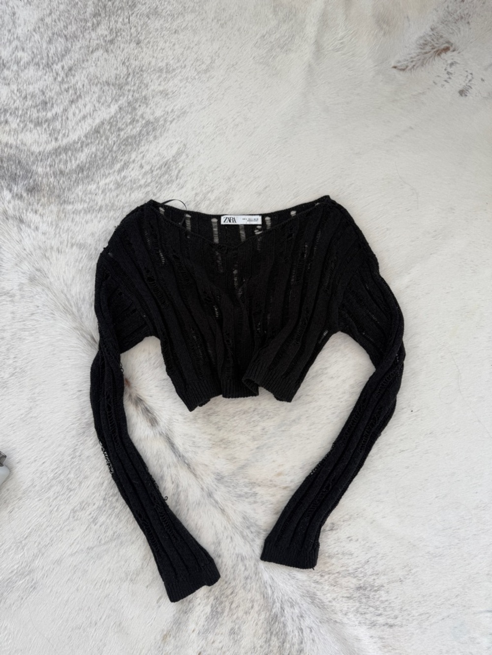 Distressed black cropped sweater